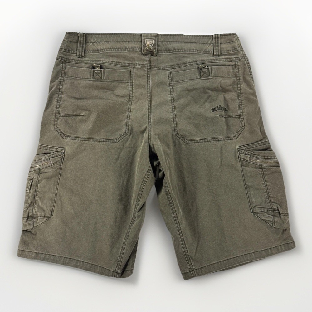 Kuhl Cargo Shorts Mens 33 Olive Green Hiking Utility Outdoor Trail Shorts - Picture 3 of 8